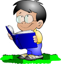 Rysunek chłopca czytającego książkę